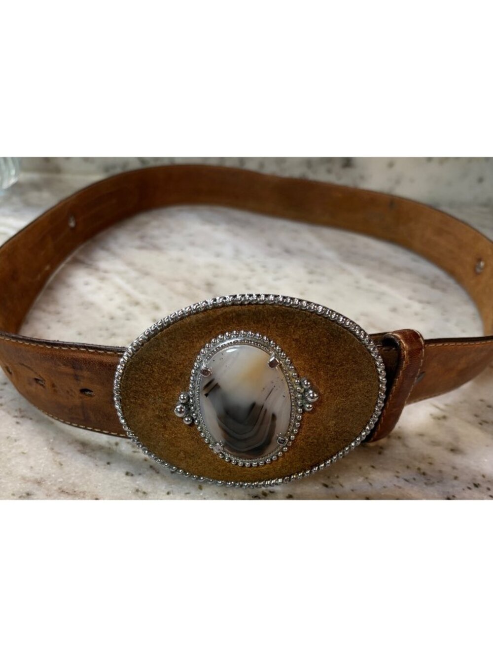 Vintage TONY LAMA buckle belt CONCHO brown 38 leather WESTERN Cowboy